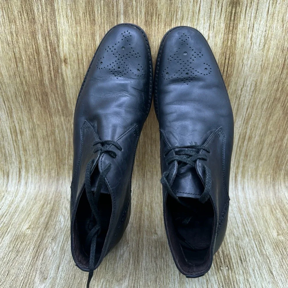 John Varvatos Chukka Boots Men's Size 7.5 Black Desert Shoes Leather Brogue